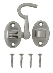 Satin Nickel-plated Galvanised Zamak Cabin hook, (L)70mm