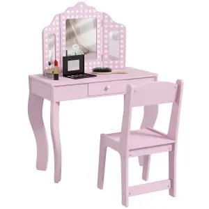 AIYAPLAY Kids Dressing Table Set Make up w/ Stool, Drawer, for Playroom