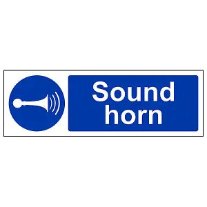 Sound Horn Road / Warehouse Safety Sign - Rigid Plastic - 600x200mm (x3)