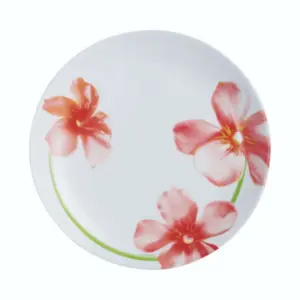 URBNLIVING 19cm Depth Luminarc White Opal Glass Dessert Flower Plate Set of 6