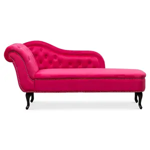 Right Hand Chaise Lounge in Velvet Dark Pink