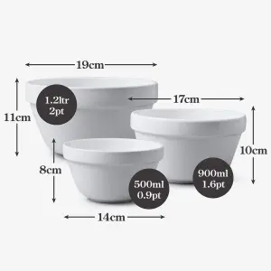 WM Bartleet & Sons Porcelain Pudding Basin Bowls, Set of 3