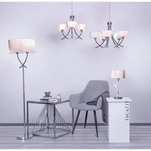 Justina 3 Light Polished Chrome Chandelier with Silver String Shade