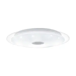 Wall Flush Ceiling Light White Shade White Chrome Plastic Crystal Effect LED 24W