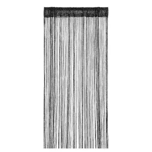 String Curtain Panel Spaghetti Tassel Curtain, 200cm x 90cm - Black