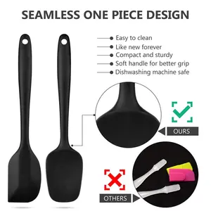 Food Grade Silicone Spatulas Spoons Set Kitchen Utensils For Baking, Cooking, And Mixing High Heat Resistant Rubber Spatula, Non Stick Dishwasher Safe BPA-Free Multicolor Black