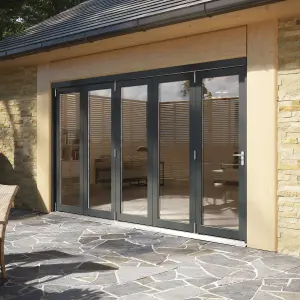 Rohden Clear Fully glazed Anthracite Grey Timber External Contemporary 5 Patio door, (H)2090mm (W)3590mm