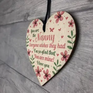 Red Ocean Nan Nanny Gifts Birthday Gifts For Nan Wooden Hanging Heart Sign Mothers Day Keepsake Gifts