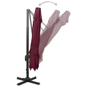 Berkfield Cantilever Umbrella with Double Top 300x300 cm Bordeaux Red