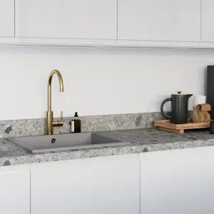 GoodHome Berberis Matt Grey Stone effect Laminate Kitchen Upstand (L)3000mm