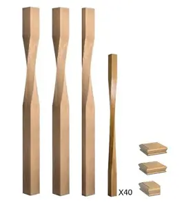 Solid Oak Newel Post Contemporary 90mm and 41mm Spindle Kit UK Manufactured Traditional Products Ltd