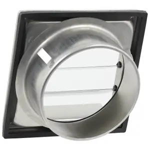 SPARES2GO Stainless Steel Square External Extractor Wall Vent Outlet with Gravity Flaps (5" / 125mm)