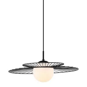 Luminosa Modern Hanging Pendant Black 1 Light  with Black, White Shade, E27