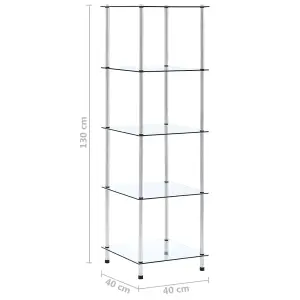 Berkfield 5-Tier Shelf Transparent 40x40x130 cm Tempered Glass