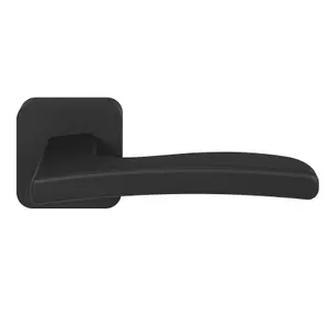 GoodHome Irvil Jet Black Square Latch Door handle (L)126.5mm, Pair