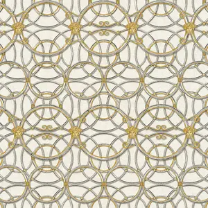 Versace La Scala Del Palazzo Geometric Wallpaper - Cream and Gold- 37049-2 - 10m x 70cm