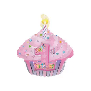 Creative Party Cupcake 1st Birthday Foil Balloon Pink (One Size)