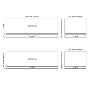 Aquarius Halite Waterproof End Bath Panel Matt Grey 800mm