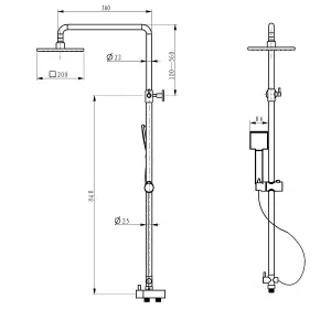 Nes Home Winstead Modern Exposed Square Shower Single Mode Handset and Riser Rail Kit