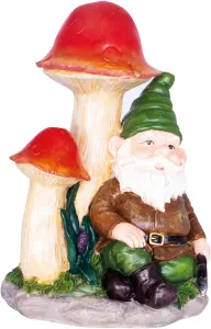 Garden Outdoor Solar Light Up Gnome under Mushrooms Ornament Decoration