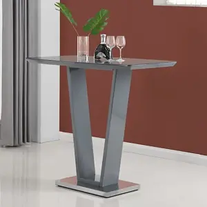 Ilko Grey High Gloss Bar Table With 4 Ripple White Stools