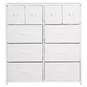 White Chest Of Drawers With Metal Frame, 10 Large Deep Fabric Drawers Organiser Storage