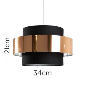 ValueLights Matildo Modern Black and Copper Cylinder Ceiling Pendant Light Shade