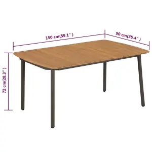 Berkfield Garden Table 150x90x72cm Solid Acacia Wood and Steel