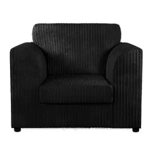 Luxor Jumbo Cord 2 + 1 + 1 Fabric 3 Piece Sofa Suite - Scatter Back Black