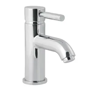 Deva VISION Mono Basin Mixer Tap With Press Top Waste + Bath Filler Pillar Set In Chrome - Large SINGLE LEVER Handles