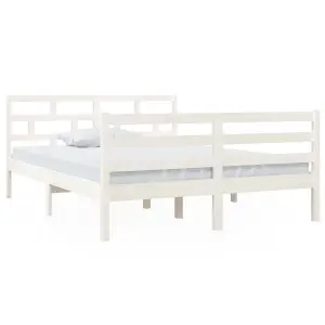 Berkfield Bed Frame White Solid Wood Pine 140x190 cm