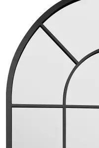 MirrorOutlet Arcus - Black Framed Arched Window Garden Mirror 71" X 33.5" (180 x 85CM)