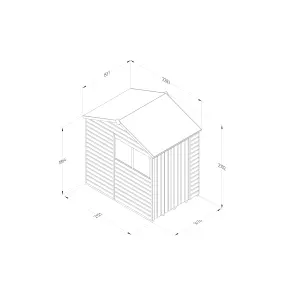 Forest Garden Beckwood Shiplap 7x5 ft Reverse apex Natural timber Wooden Pressure treated 2 door Shed with floor & 2 windows (Base included) - Assembly service included