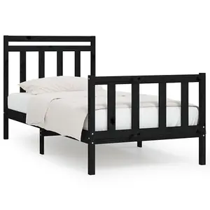 Berkfield Bed Frame Black Solid Wood Pine 100x200 cm