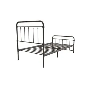 Aanya Bed Frame Classic Steel Grey Performance Velvet / Single (3')