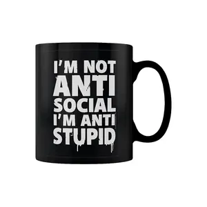 Grindstore Im Not Anti-Social Im Anti-Stupid Mug Black/White (One Size)