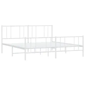 Berkfield Metal Bed Frame with Headboard and Footboard White 193x203 cm