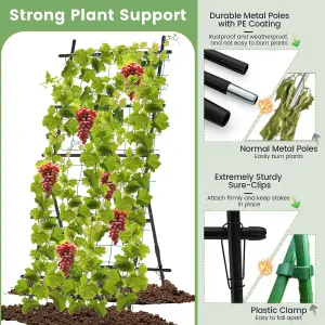 Costway 187cm Tall Garden Trellis for Cucumber Climbing Plants Vertical Plant Support Stand w/ Netting