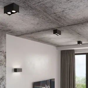 Quad Maxi Aluminium Black 2 Light Classic Ceiling Light