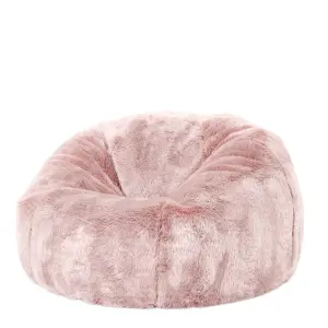 icon Kids Classic Faux Fur Bean Bag Chair Light Pink Bean Bags for Children