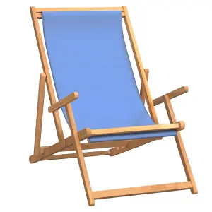 Berkfield Folding Beach Chair Solid Wood Teak Blue