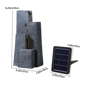 Garden Outdoor Solar-Powered Water Fountain Decor 43cm H