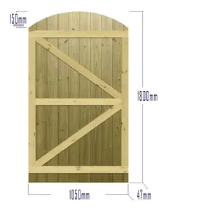 Premier Garden Supplies Pedestrian Gate 180cm (6ft) High x 105cm Wide Tongue & Groove Arch Top Fully Framed Single Swing Gate