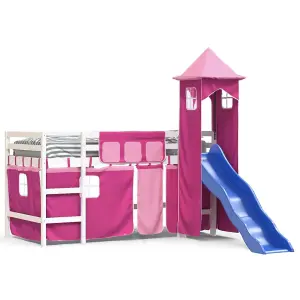 Berkfield Kids' Loft Bed with Tower without Mattress Pink 80x200 cm