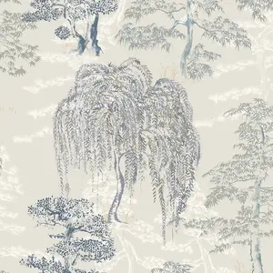 Oriental Garden Wallpaper Soft Blue Arthouse 909809