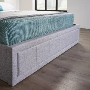 Side Lifting Ottoman Bed Frame Grey Upholstered Single Bed