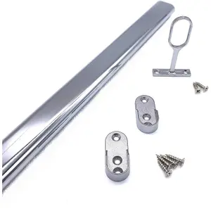 EAI - Hanging Wardobe Rail Kit - Oval - Polished Chrome - 1219mm x 30mm x 15mm Tube with 2x End Sockets & 1x Centre Brackets