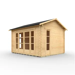 14ft x 12ft (4150mm x 3550mm) Horsforth "The Wyoming" 44mm Log Cabin With 4 Windows