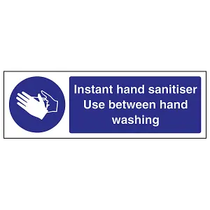 Hand Sanitiser Between Washing Sign - Adhesive Vinyl - 300x100mm (x3)