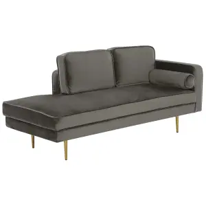 Right Hand Velvet Chaise Lounge Grey MIRAMAS